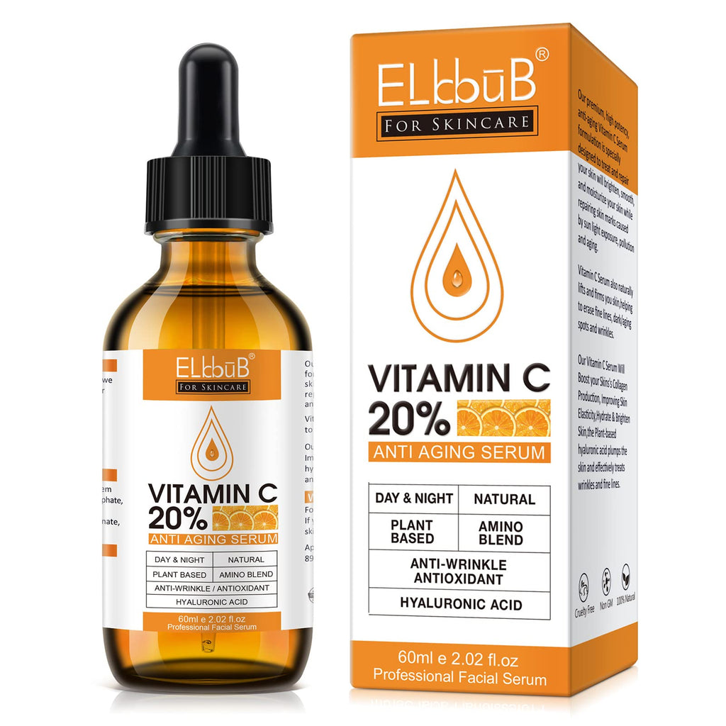 Premium 20% Vitamin C Serum For Face with Hyaluronic Acid, Retinol & Amino Acids - Boost Skin Collagen,Hydrate & Plump Skin, - FENGGESTORE20