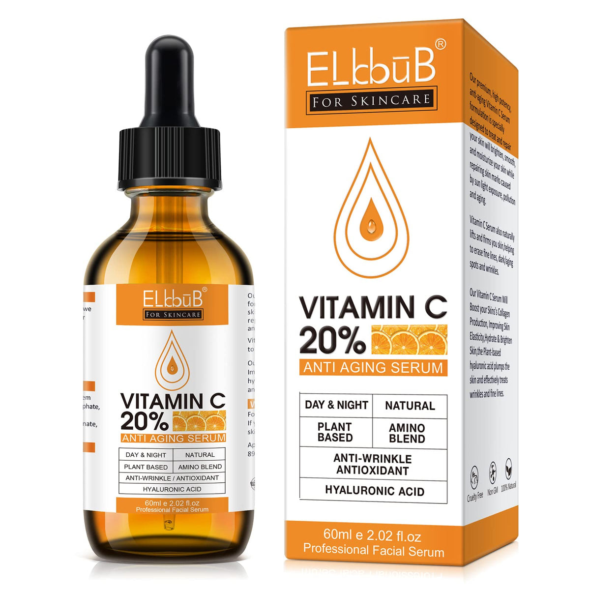 Premium 20% Vitamin C Serum For Face with Hyaluronic Acid, Retinol & Amino Acids - Boost Skin Collagen,Hydrate & Plump Skin, - FENGGESTORE20