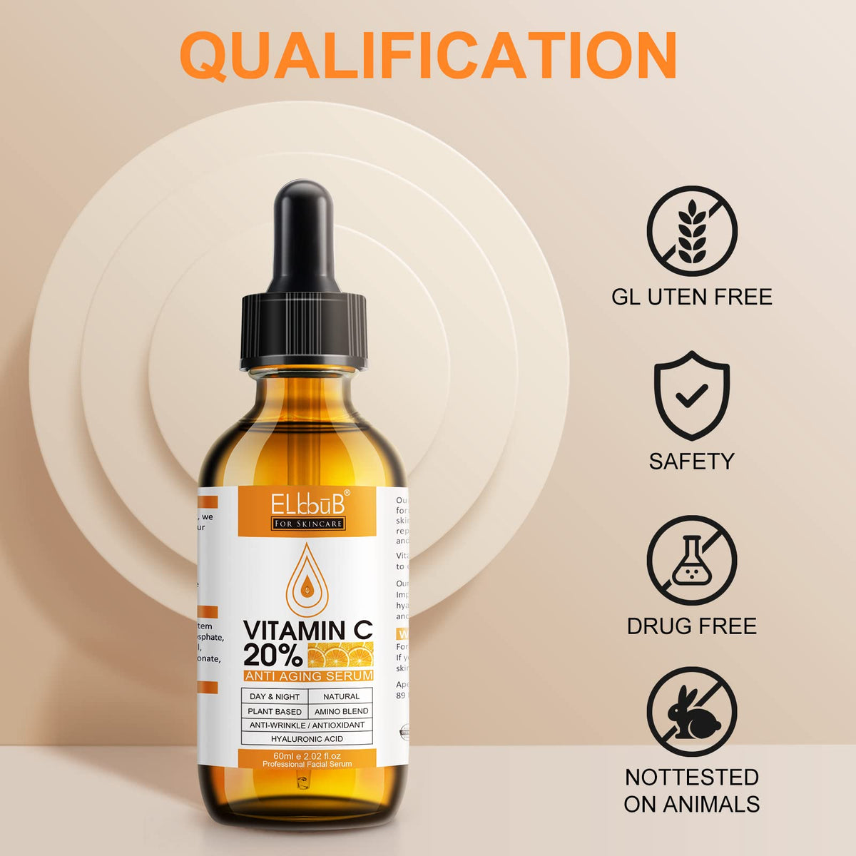 Premium 20% Vitamin C Serum For Face with Hyaluronic Acid, Retinol & Amino Acids - Boost Skin Collagen,Hydrate & Plump Skin, - FENGGESTORE20