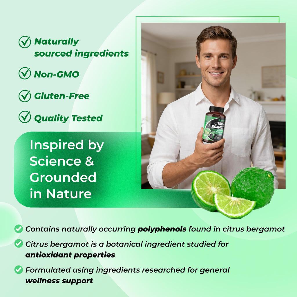 Premium Citrus Bergamot Organic Bergamot Supplement with Niacin Black Chokeberry Olive Leaf Black Pepper - FENGGESTORE20