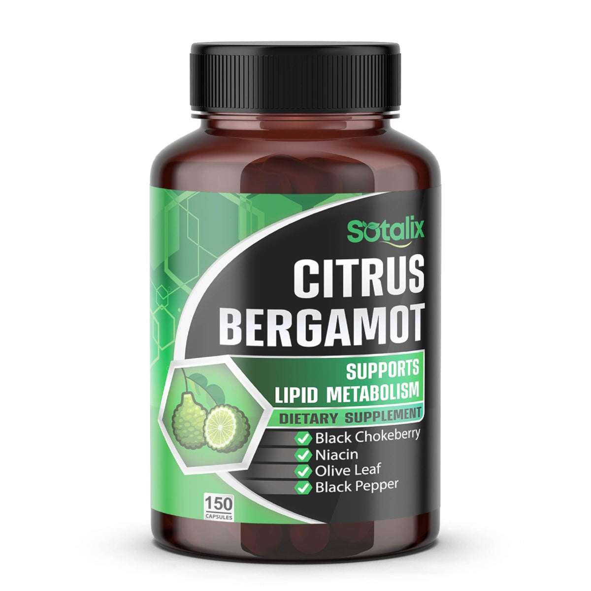 Premium Citrus Bergamot Organic Bergamot Supplement with Niacin Black Chokeberry Olive Leaf Black Pepper - FENGGESTORE20