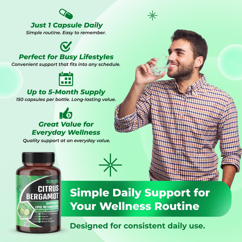 Premium Citrus Bergamot Organic Bergamot Supplement with Niacin Black Chokeberry Olive Leaf Black Pepper - FENGGESTORE20
