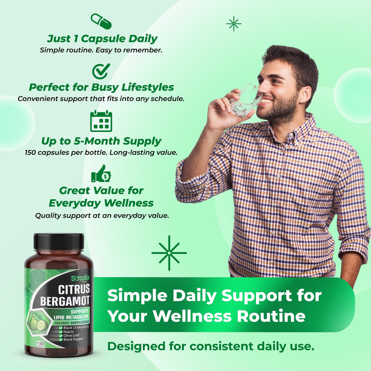 Premium Citrus Bergamot Organic Bergamot Supplement with Niacin Black Chokeberry Olive Leaf Black Pepper - FENGGESTORE20