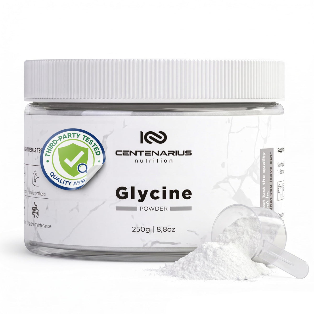 Premium Glycine Powder 250g | Amino Acids Supplement for Post Workout Muscle Recovery, Digestion, Sleep Aid + More - Vegan, Additive-Free - FENGGESTORE20