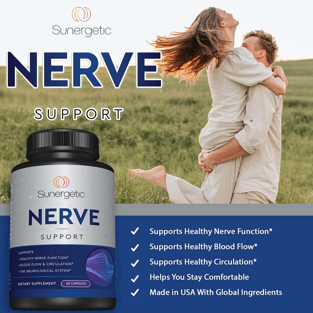 Premium Nerve Support Supplement – with Alpha Lipoic Acid (ALA) 600 mg, Acetyl-L-Carnitine (ALC) & Benfotiamine - Nerve Support Formula for Healthy Circulation, Feet, Hands & Toes - 60 Capsules - FENGGESTORE20