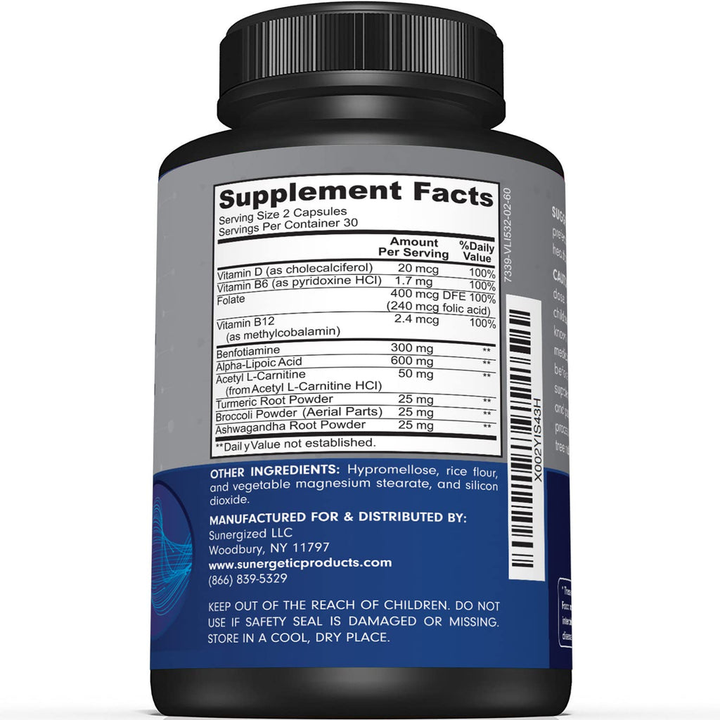 Premium Nerve Support Supplement – with Alpha Lipoic Acid (ALA) 600 mg, Acetyl-L-Carnitine (ALC) & Benfotiamine - Nerve Support Formula for Healthy Circulation, Feet, Hands & Toes - 60 Capsules - FENGGESTORE20
