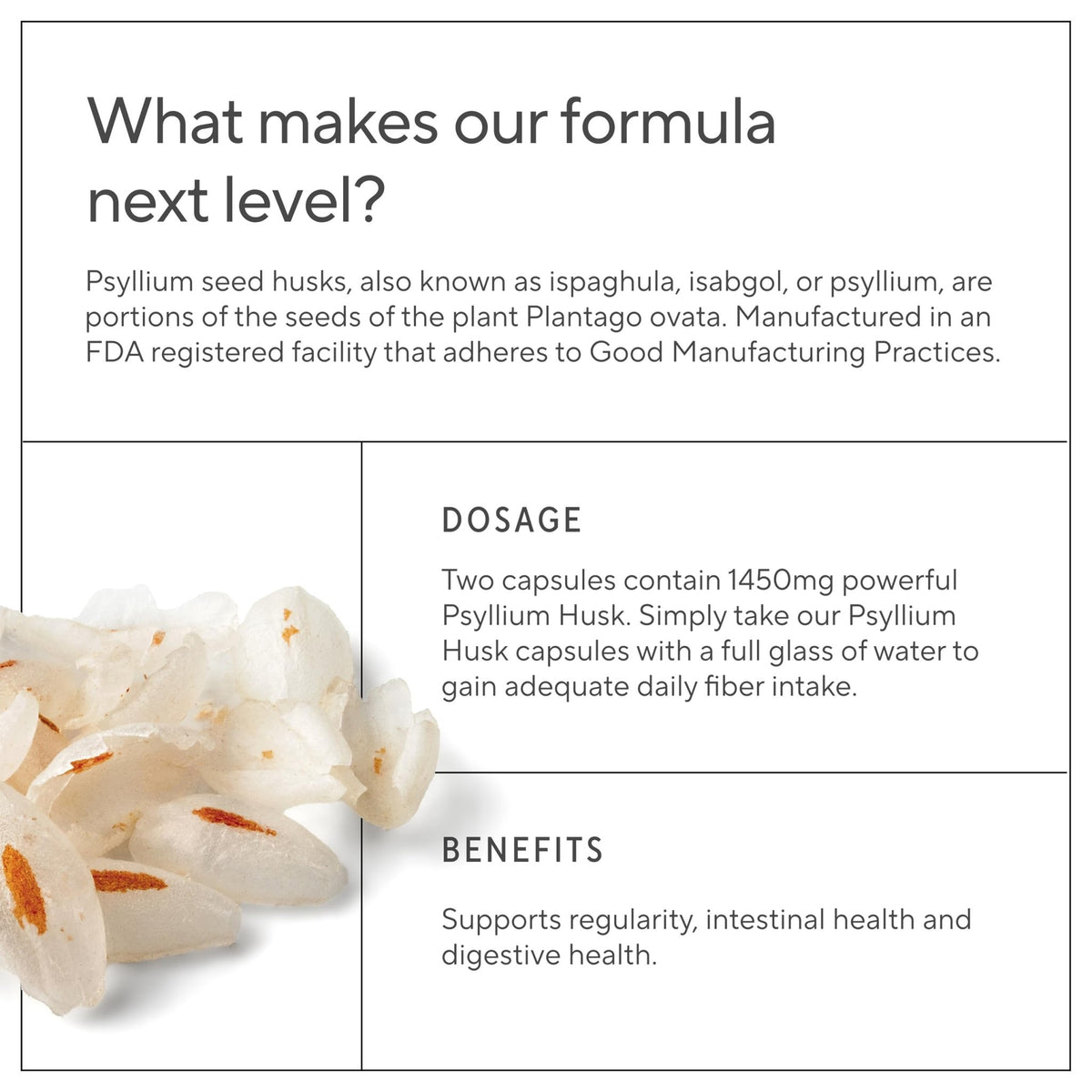 Premium Psyllium Husk Fiber Supplement 1450mg, 240 Capsules - FENGGESTORE20
