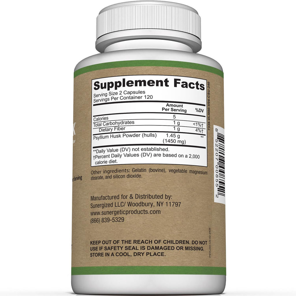 Premium Psyllium Husk Fiber Supplement 1450mg, 240 Capsules - FENGGESTORE20