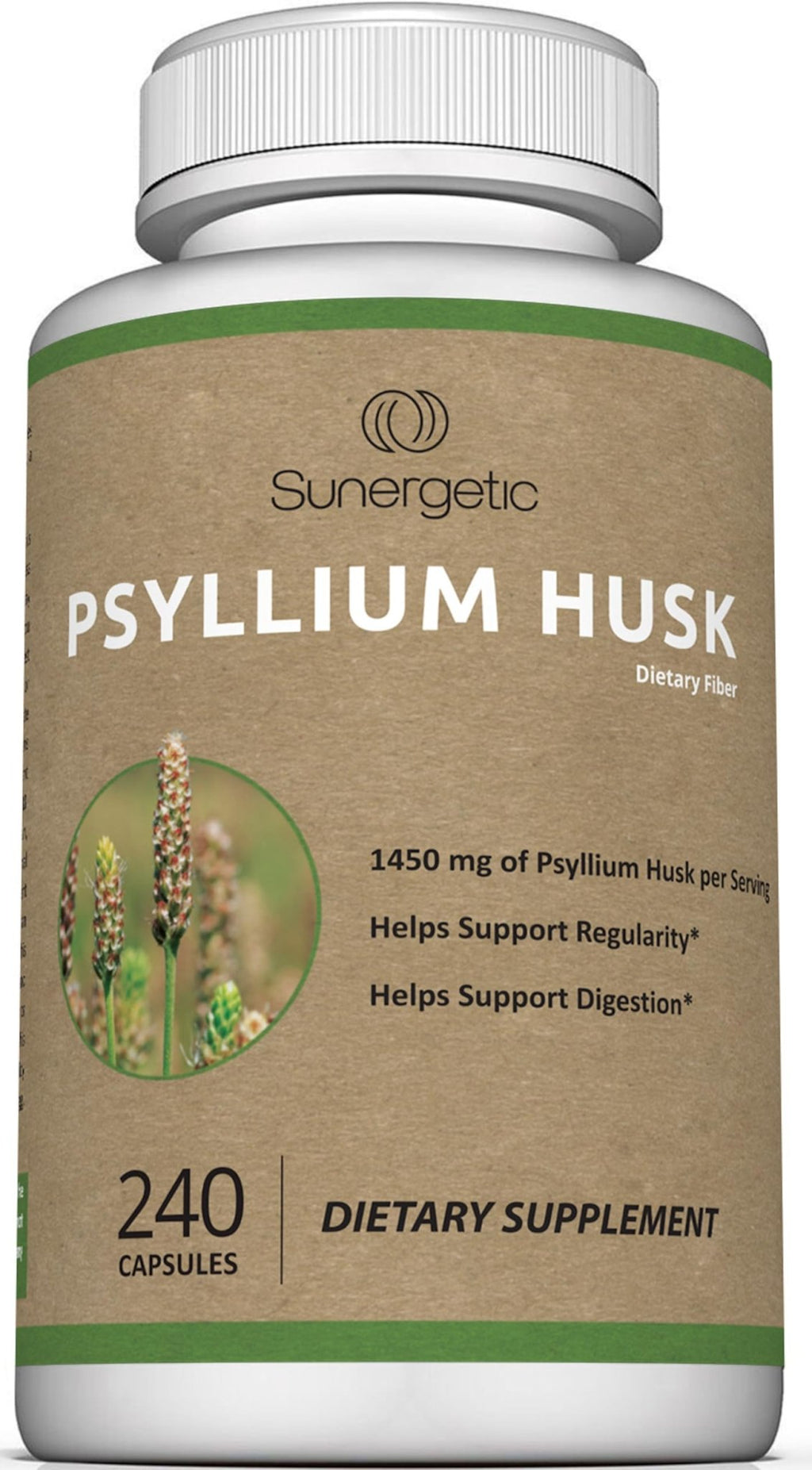 Premium Psyllium Husk Fiber Supplement 1450mg, 240 Capsules - FENGGESTORE20