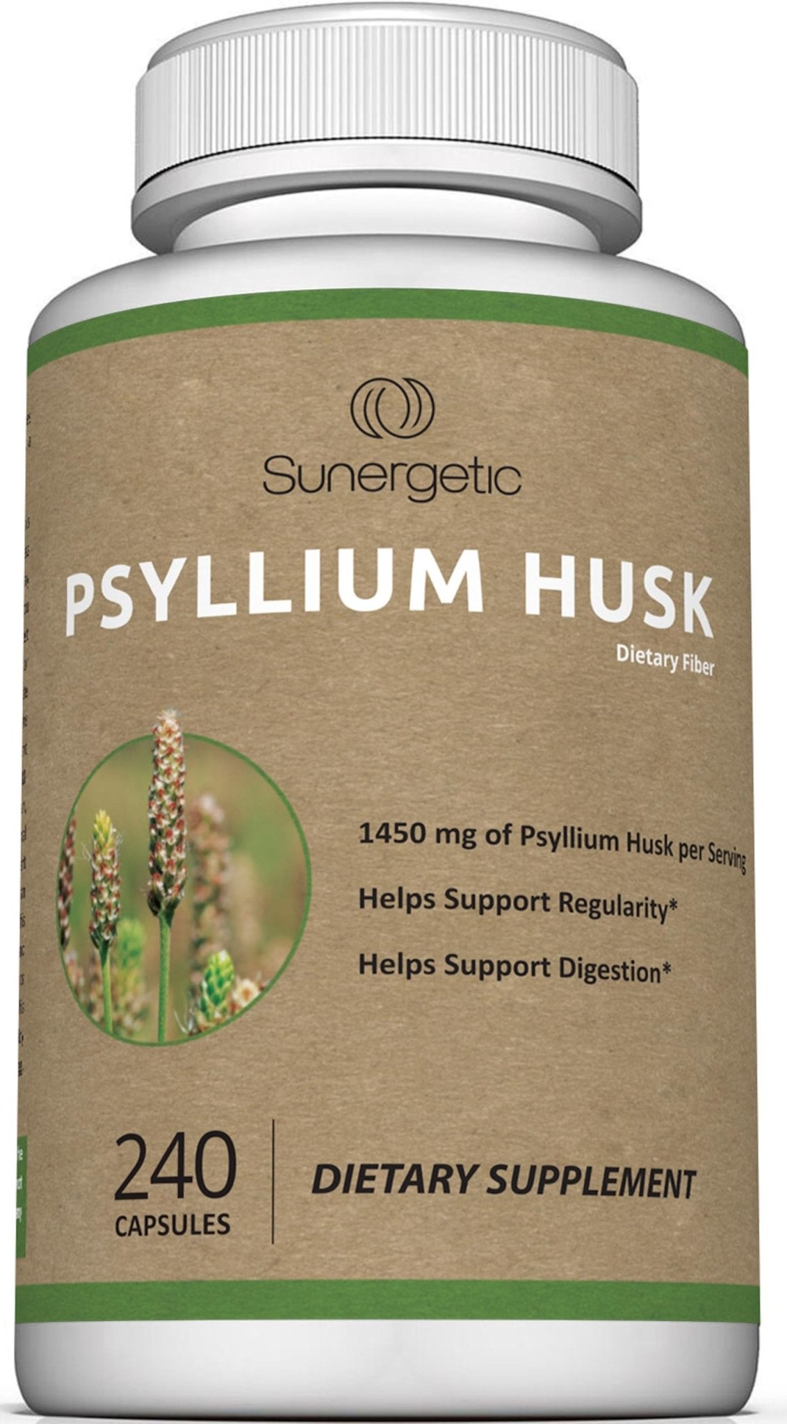 Premium Psyllium Husk Fiber Supplement 1450mg, 240 Capsules - FENGGESTORE20