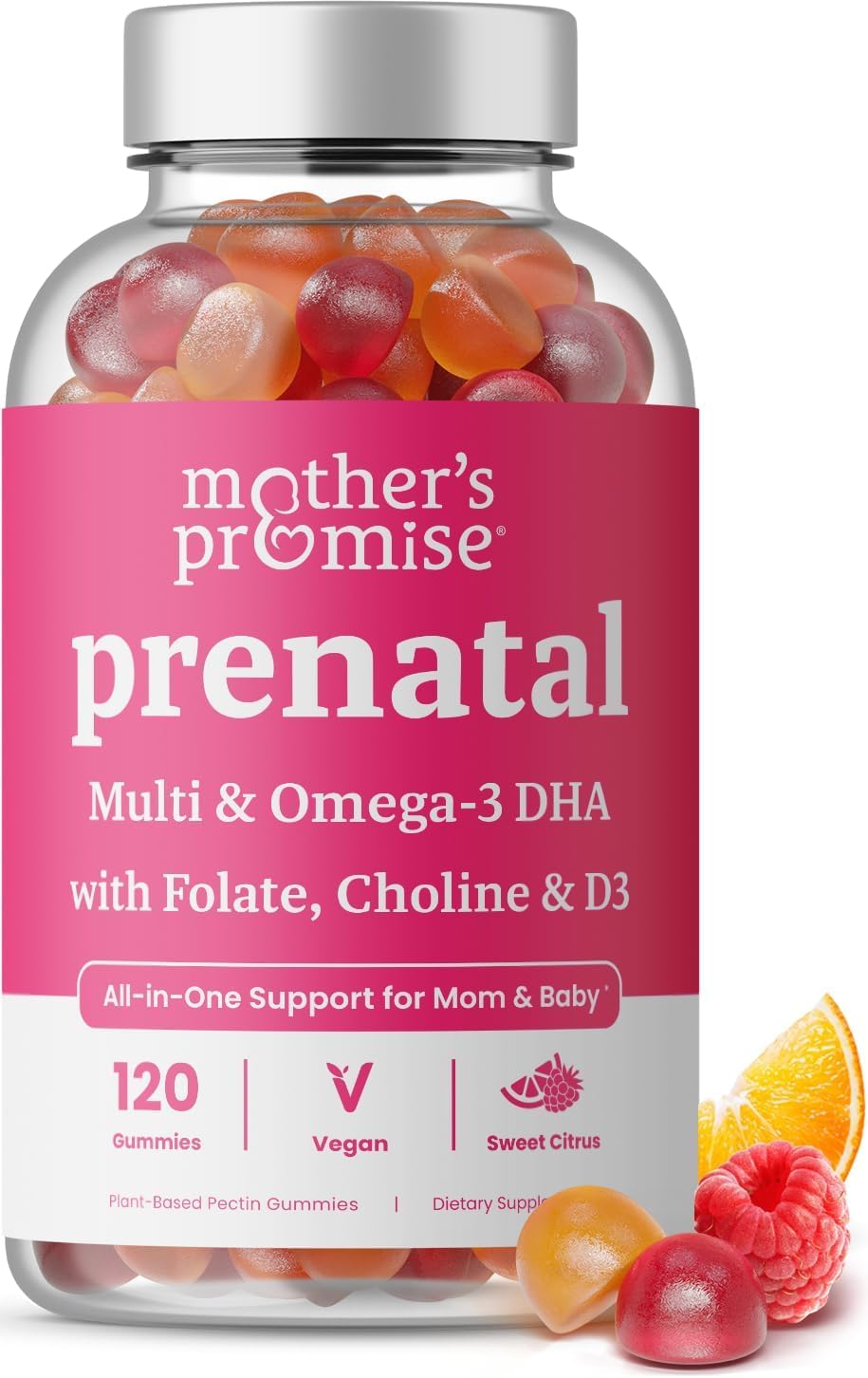 Prenatal Vitamin Gummies with DHA | Vegan Prenatal Vitamins for Women with Omega 3, Methylfolate, Choline & D3, Pregnancy Vitamins for Fetal Development - FENGGESTORE20
