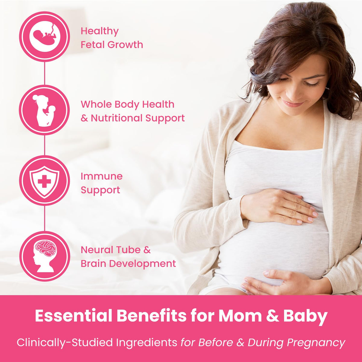 Prenatal Vitamin Gummies with DHA | Vegan Prenatal Vitamins for Women with Omega 3, Methylfolate, Choline & D3, Pregnancy Vitamins for Fetal Development - FENGGESTORE20