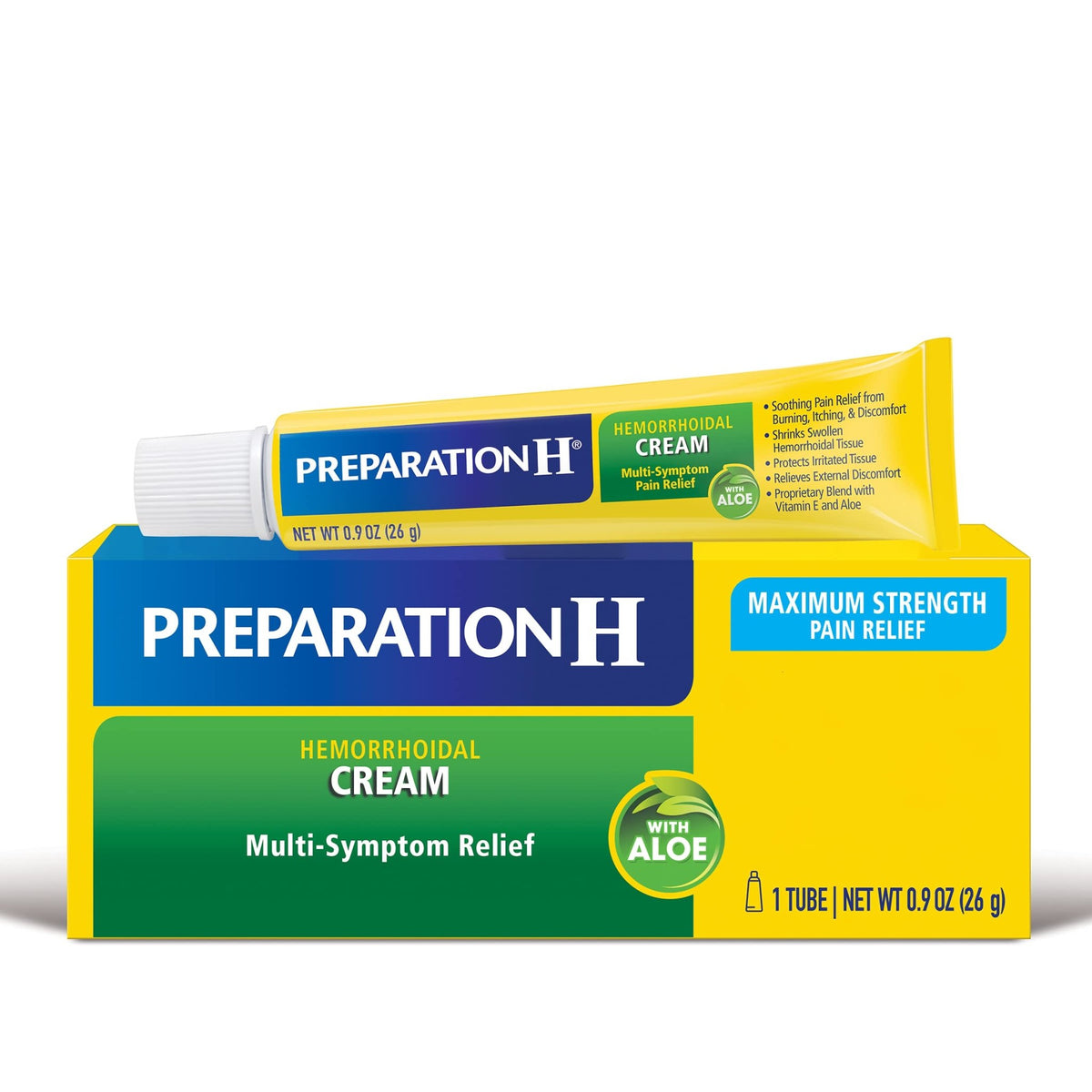 Preparation H Hemorrhoid Symptom Treatment Cream (0.9 Ounce Tube), Maximum Strength Multi-Symptom Pain Relief with Aloe - FENGGESTORE20