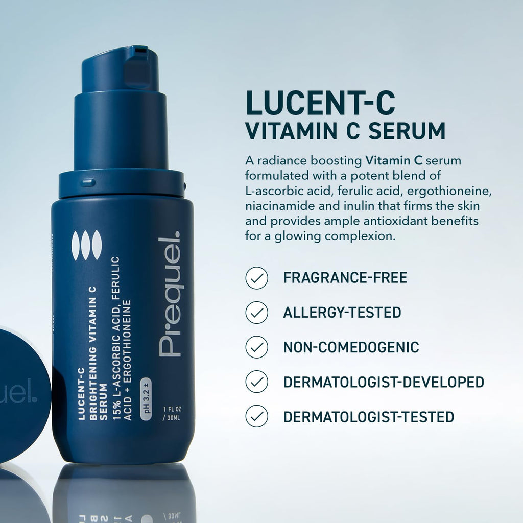 Prequel Skin Lucent-C, Vitamin C Serum for Face. Professional Facial L-Ascorbic Acid, Ferulic Acid Formula with Niacinamide. - FENGGESTORE20