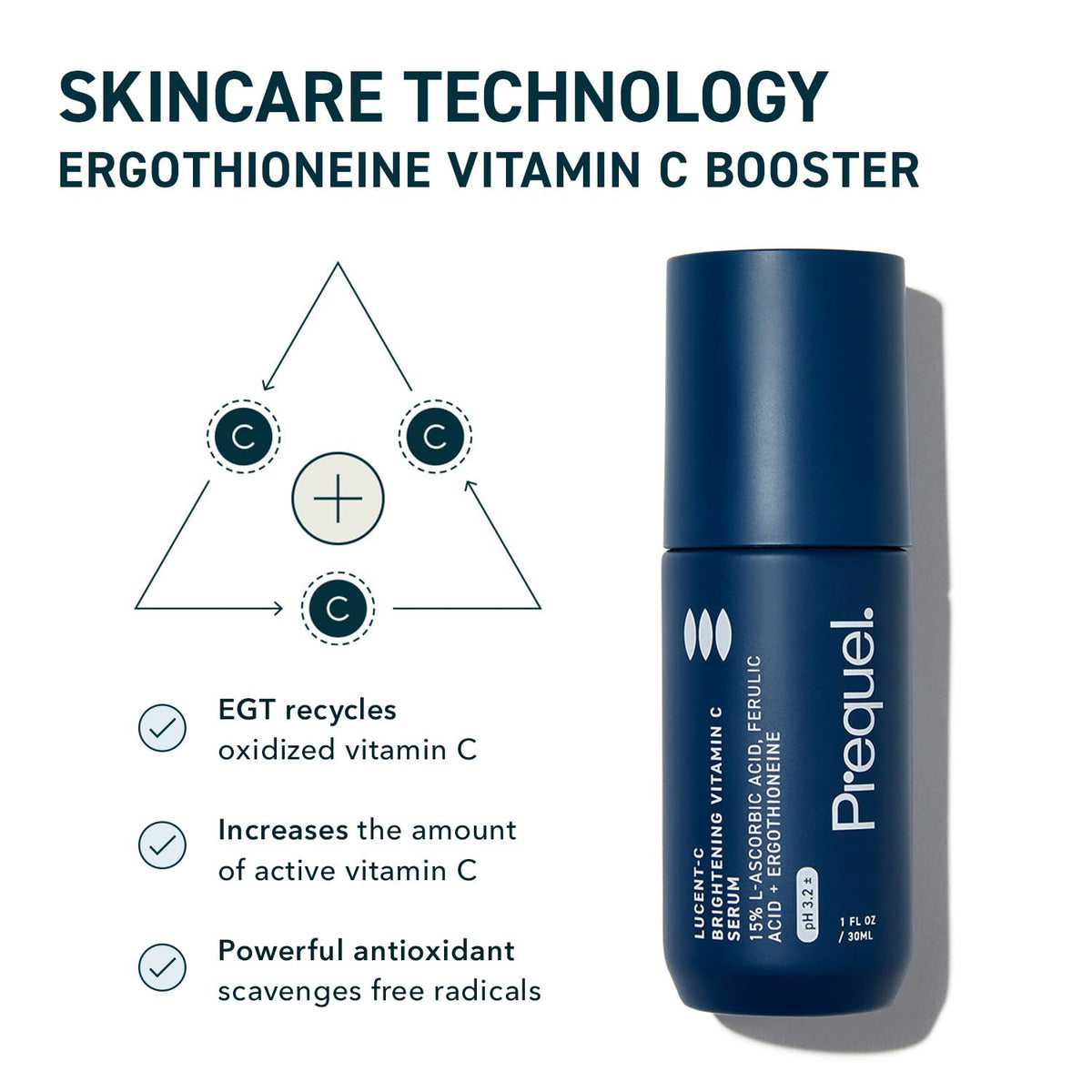Prequel Skin Lucent-C, Vitamin C Serum for Face. Professional Facial L-Ascorbic Acid, Ferulic Acid Formula with Niacinamide. - FENGGESTORE20