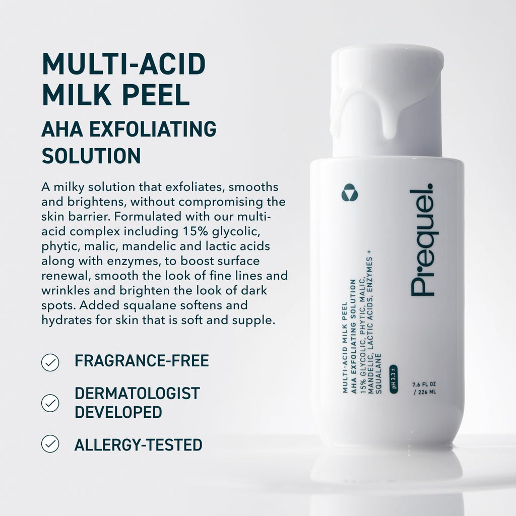Prequel Skin Multi-Acid Milk Peel, Professional Exfoliating Solution. 15% Glycolic Acid Face Peel with Lactic Acid and Enzymes - FENGGESTORE20