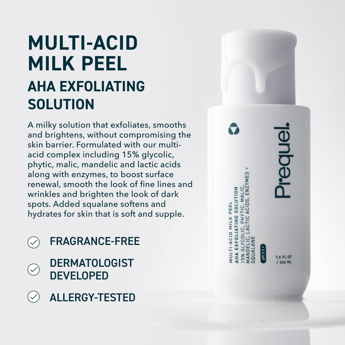 Prequel Skin Multi-Acid Milk Peel, Professional Exfoliating Solution. 15% Glycolic Acid Face Peel with Lactic Acid and Enzymes - FENGGESTORE20