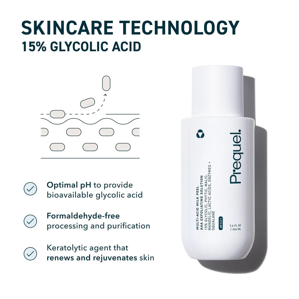 Prequel Skin Multi-Acid Milk Peel, Professional Exfoliating Solution. 15% Glycolic Acid Face Peel with Lactic Acid and Enzymes - FENGGESTORE20