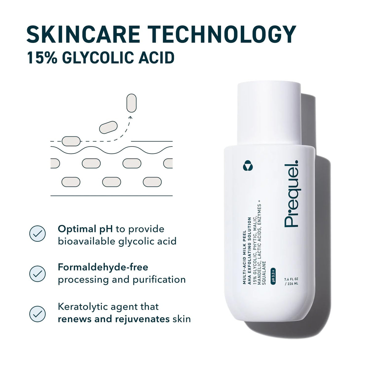 Prequel Skin Multi-Acid Milk Peel, Professional Exfoliating Solution. 15% Glycolic Acid Face Peel with Lactic Acid and Enzymes - FENGGESTORE20