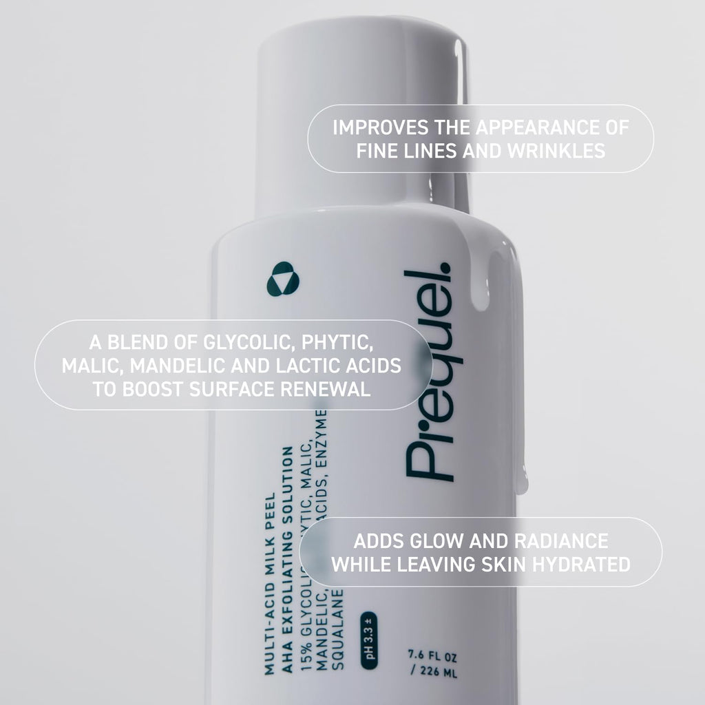 Prequel Skin Multi-Acid Milk Peel, Professional Exfoliating Solution. 15% Glycolic Acid Face Peel with Lactic Acid and Enzymes - FENGGESTORE20