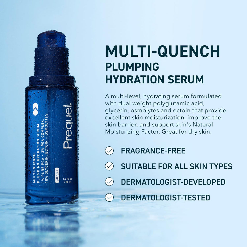 Prequel Skin Multi-Quench Plumping Hydration Serum for Face. Intensive Hydrating Facial Serum for Women with PGA Complex and Moisture-Binders. Deep Moisturizing for Dry and Sensitive Skin, 1.7oz - FENGGESTORE20