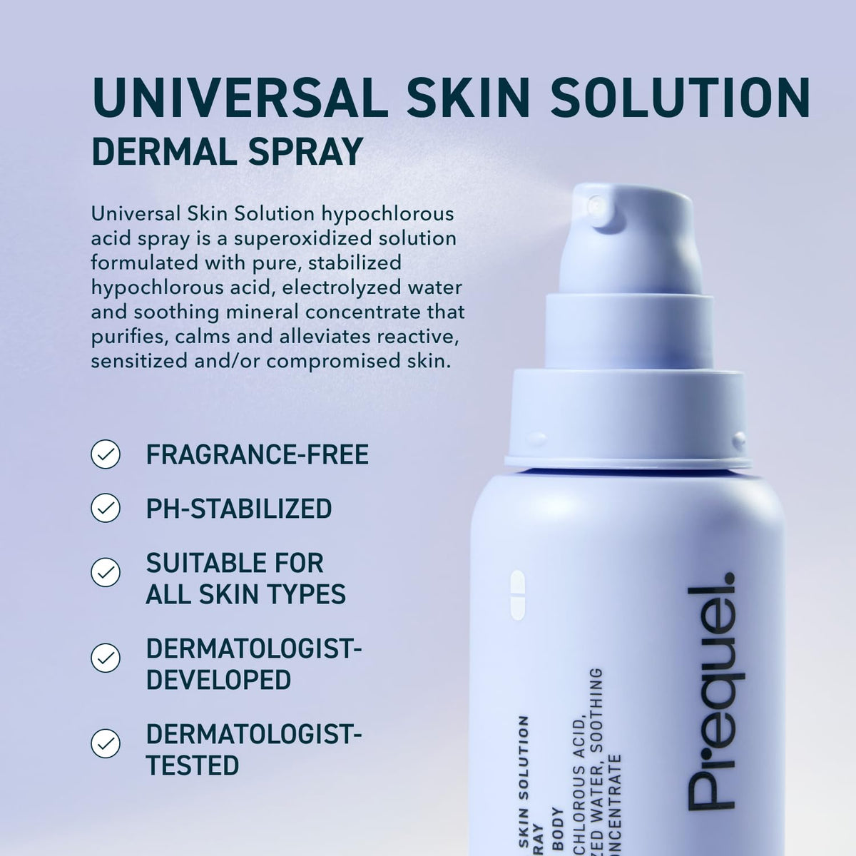 Prequel Skin Universal Skin Solution Hypochlorous Acid Spray for Face and Body. Fine Mist HOCL Facial Cleanser and Dermal - FENGGESTORE20