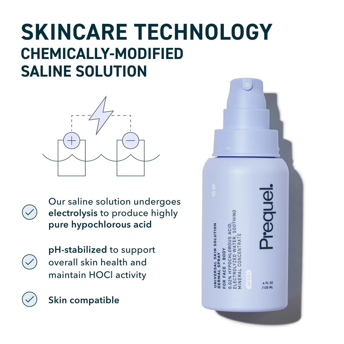 Prequel Skin Universal Skin Solution Hypochlorous Acid Spray for Face and Body. Fine Mist HOCL Facial Cleanser and Dermal - FENGGESTORE20
