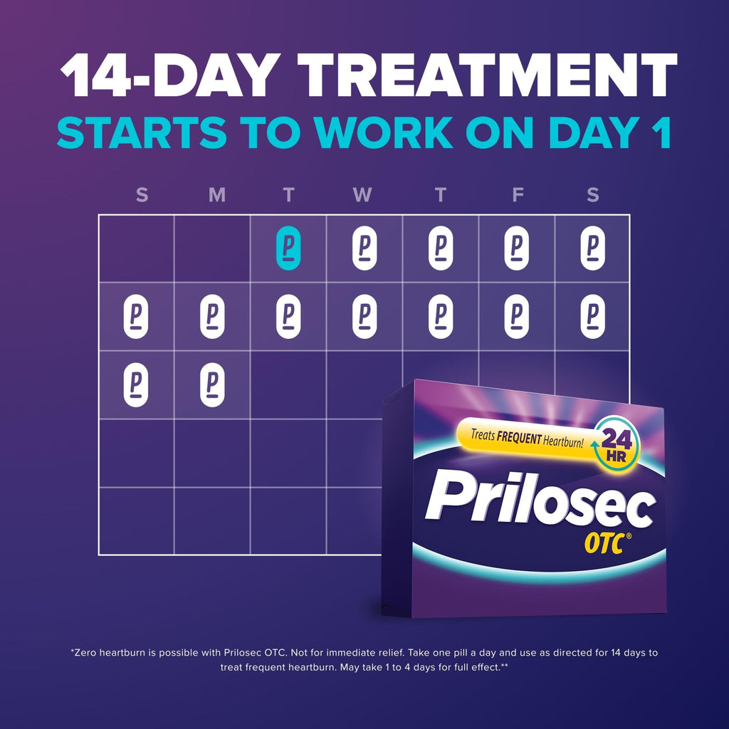 Prilosec OTC, Omeprazole 20mg, Heartburn Medicine, Acid Reflux Medicine, 24 Hour Relief, 42 Tablets - FENGGESTORE20