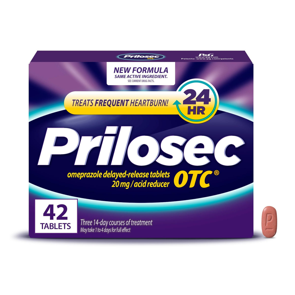 Prilosec OTC, Omeprazole 20mg, Heartburn Medicine, Acid Reflux Medicine, 24 Hour Relief, 42 Tablets - FENGGESTORE20