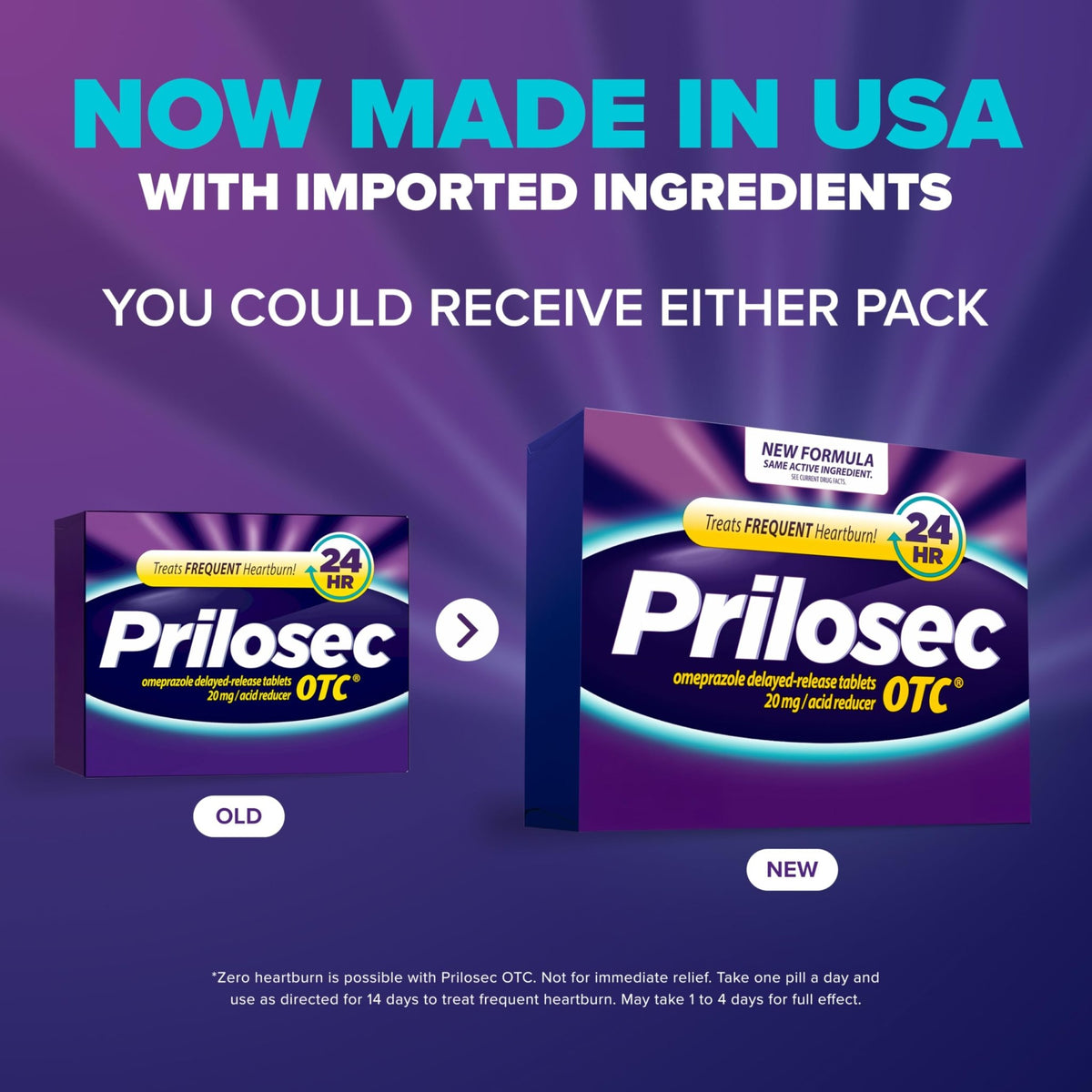 Prilosec OTC, Omeprazole Delayed Release 20mg, Acid Reducer, Treats Frequent Heartburn for 24 Hour Relief, All Day, All Night*, Heartburn Medicine, 20mg, 14 Tablets - FENGGESTORE20