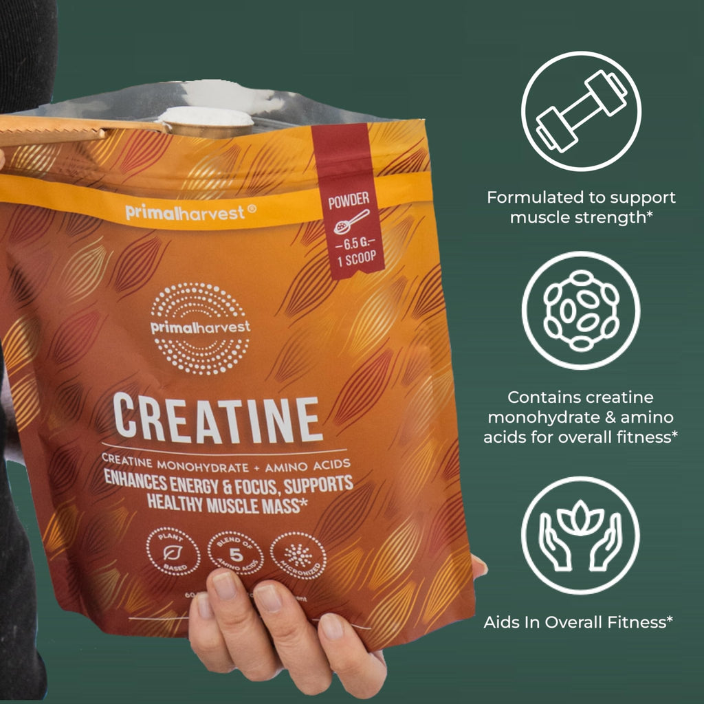 Primal Harvest Creatine Powder Supplement for Men and Women's Fitness, Workouts, and Muscle Growth, to Help Promote Recovery, Strength, Energy, and Endurance (1) - FENGGESTORE20