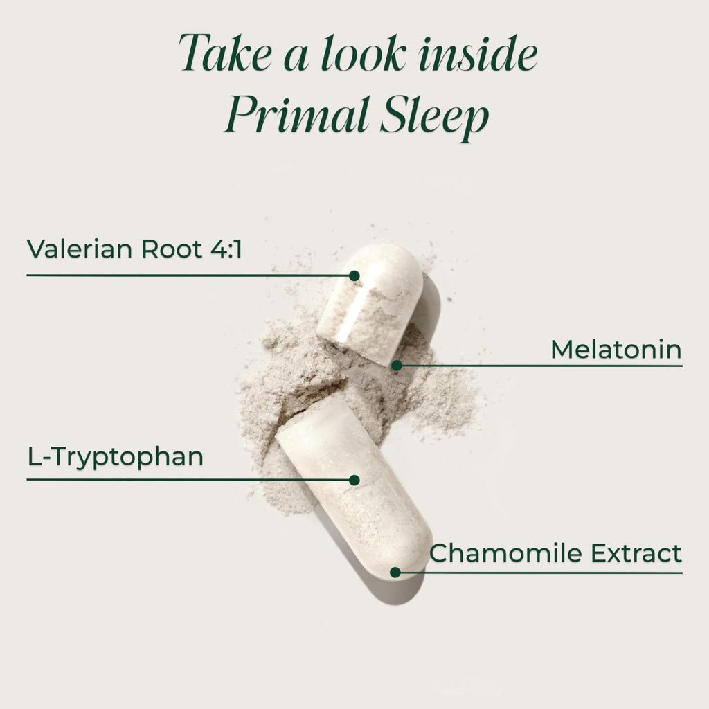 Primal Harvest Primal Sleep Support Supplement for Adults with Melatonin, GABA, Valerian Root, L-Tryptophan, Magnesium Bisglycinate Chelate - FENGGESTORE20