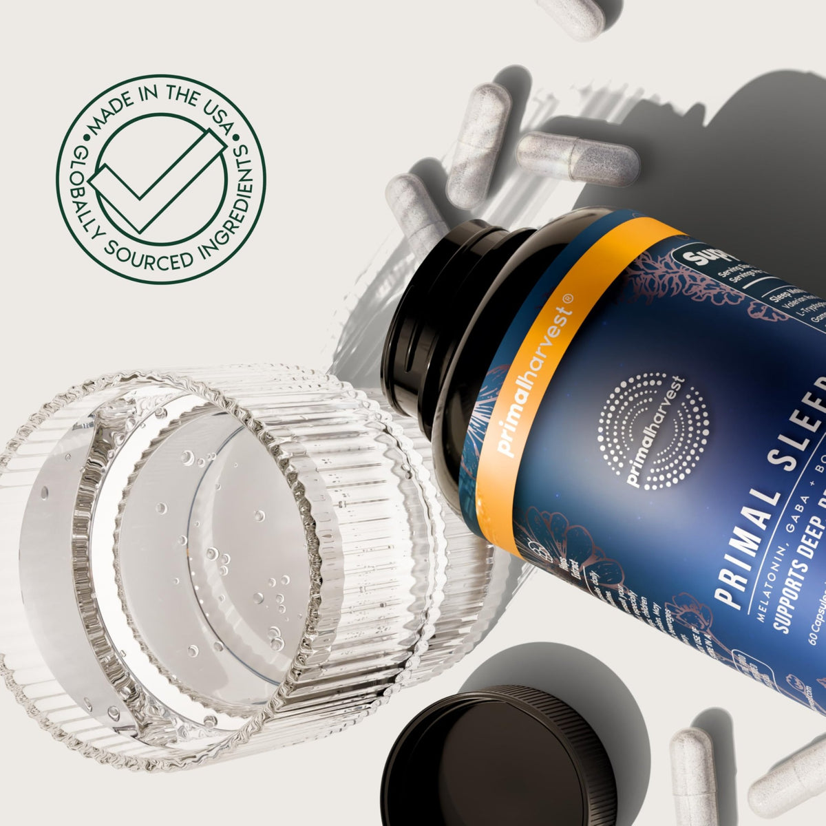 Primal Harvest Primal Sleep Support Supplement for Adults with Melatonin, GABA, Valerian Root, L-Tryptophan, Magnesium Bisglycinate Chelate - FENGGESTORE20