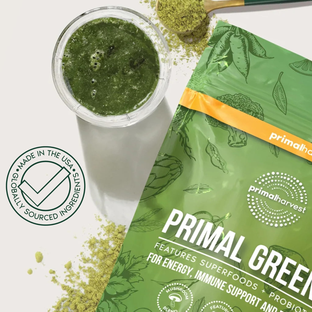 Primal Harvest Super Greens Powder, 30 Servings w/+50 Greens Superfood Chlorella, Probiotics, Green Tea, Wheatgrass, - FENGGESTORE20