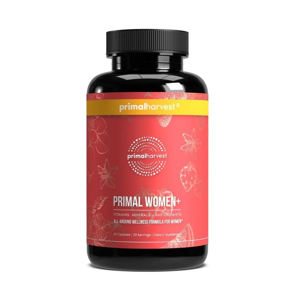 Primal Harvest Women+, Woman's Multivitamin Vitamin A, Vitamin C, Vitamin D and E, Vitamin B12, B6, Biotin, Zinc Supplements,1 Pack 60 Capsules - FENGGESTORE20