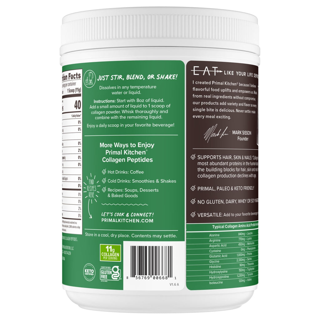Primal Kitchen Collagen Peptides, Unflavored Collagen Powder, 1.2 Pounds - FENGGESTORE20