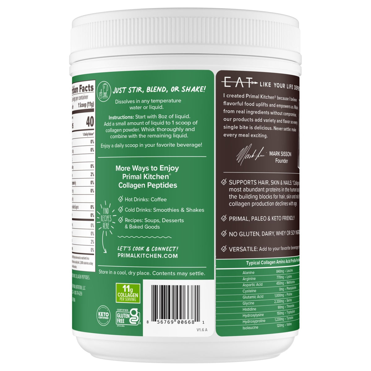 Primal Kitchen Collagen Peptides, Unflavored Collagen Powder, 1.2 Pounds - FENGGESTORE20