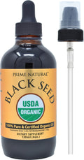 Prime Natural Organic Black Seed Oil 4oz - Cold Pressed Unrefined High Thymoquinone 1.7% USDA Certified - Turkish Origin Potent Nigella Sativa Liquid - FENGGESTORE20