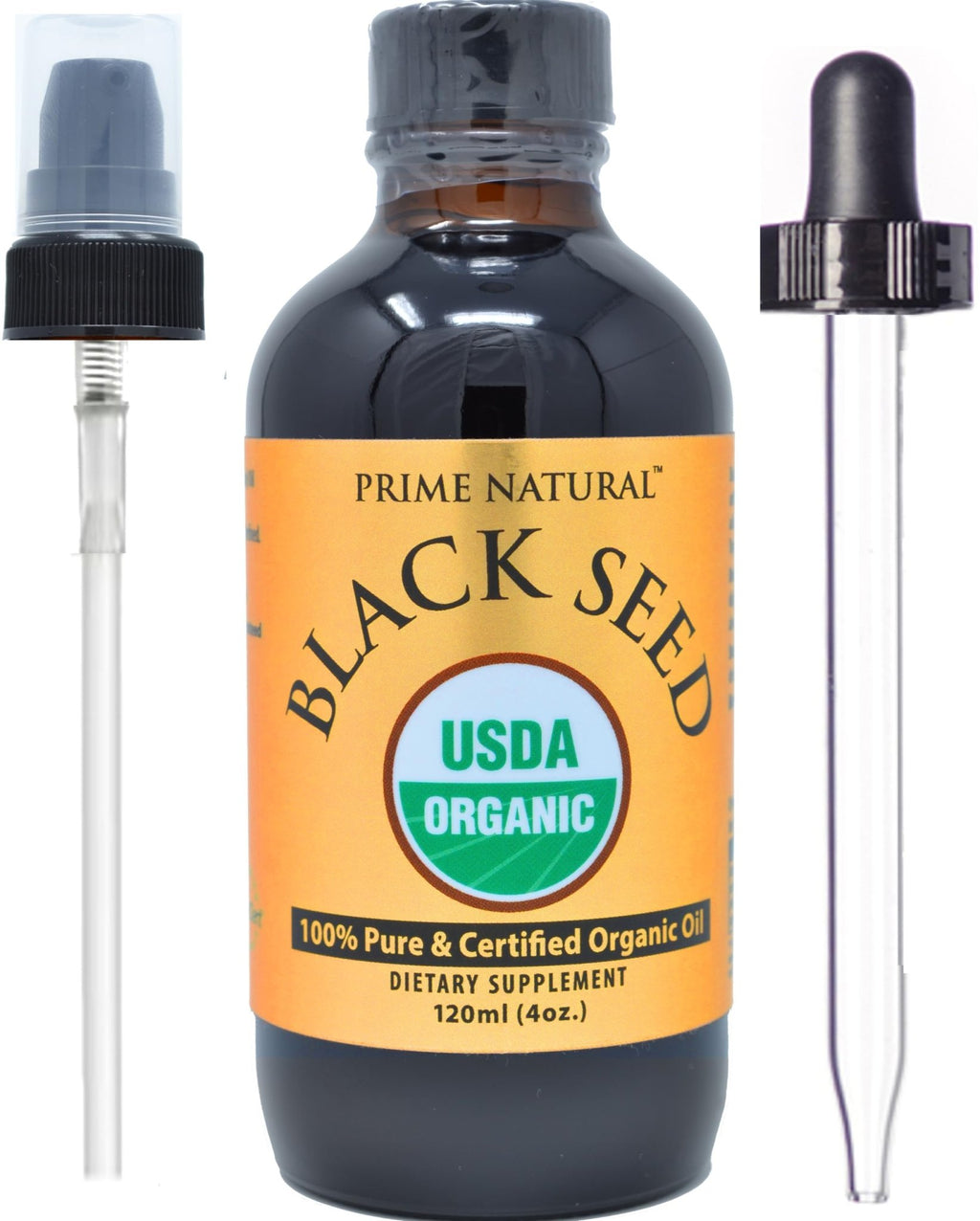 Prime Natural Organic Black Seed Oil 4oz - Cold Pressed Unrefined High Thymoquinone 1.7% USDA Certified - Turkish Origin Potent Nigella Sativa Liquid - FENGGESTORE20
