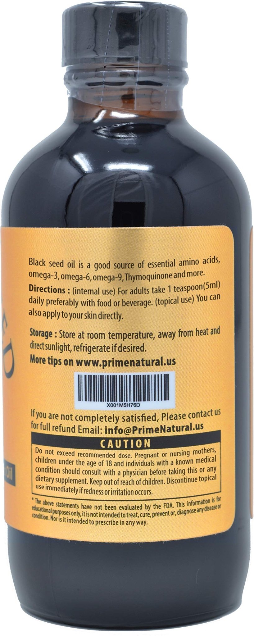 Prime Natural Organic Black Seed Oil 4oz - Cold Pressed Unrefined High Thymoquinone 1.7% USDA Certified - Turkish Origin Potent Nigella Sativa Liquid - FENGGESTORE20