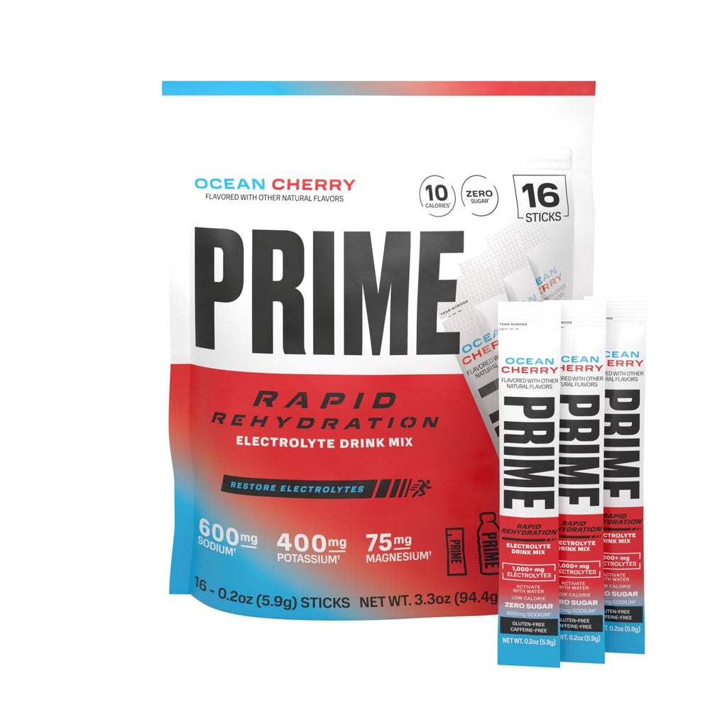 Prime Rapid Rehydration Electrolyte Powder Sticks, Ocean Cherry, Sugar Free Hydration Drink Mix with Sodium, Potassium, Magnesium & B Vitamins - FENGGESTORE20