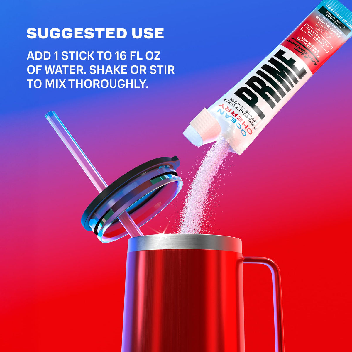 Prime Rapid Rehydration Electrolyte Powder Sticks, Ocean Cherry, Sugar Free Hydration Drink Mix with Sodium, Potassium, Magnesium & B Vitamins - FENGGESTORE20