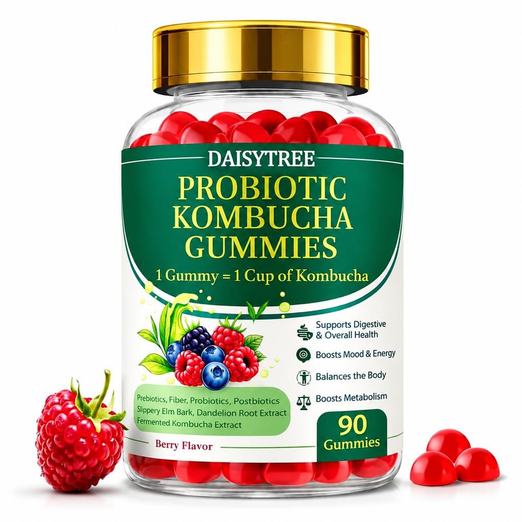 PRIMEHAVEN Probiotic Kombucha Gummies - Prebiotics, Probiotics, Postbiotics, Fiber Supplement, Slippery Elm, Dandelion Root, for Bloating, Gut Health - FENGGESTORE20