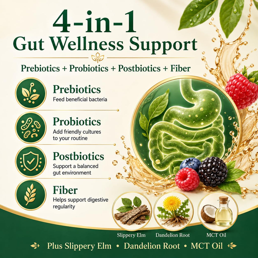 PRIMEHAVEN Probiotic Kombucha Gummies - Prebiotics, Probiotics, Postbiotics, Fiber Supplement, Slippery Elm, Dandelion Root, for Bloating, Gut Health - FENGGESTORE20