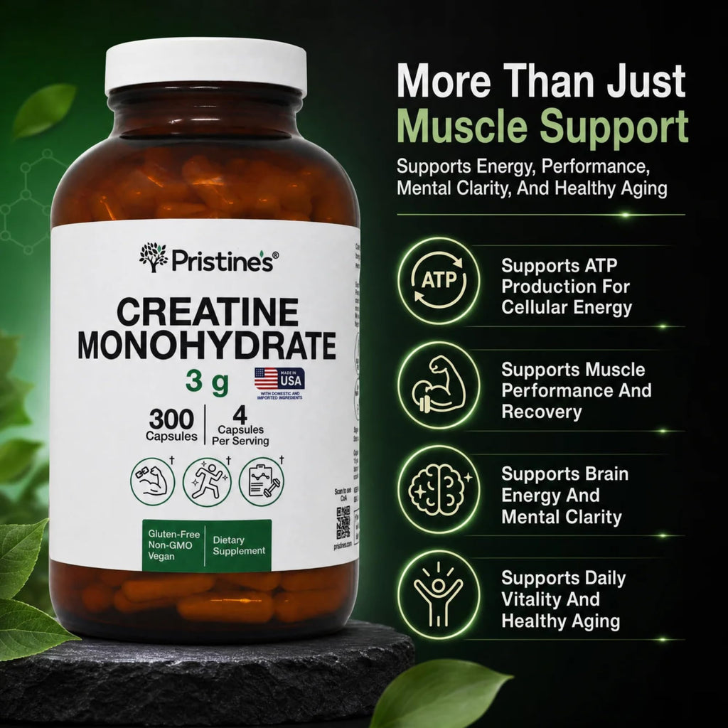 PRISTINE'S Creatine Monohydrate Capsules for Women & Men - NSF Certified 75 Day Supply 3G Creatine Pills for Women - Cognitive & Athletic Performance Support - FENGGESTORE20