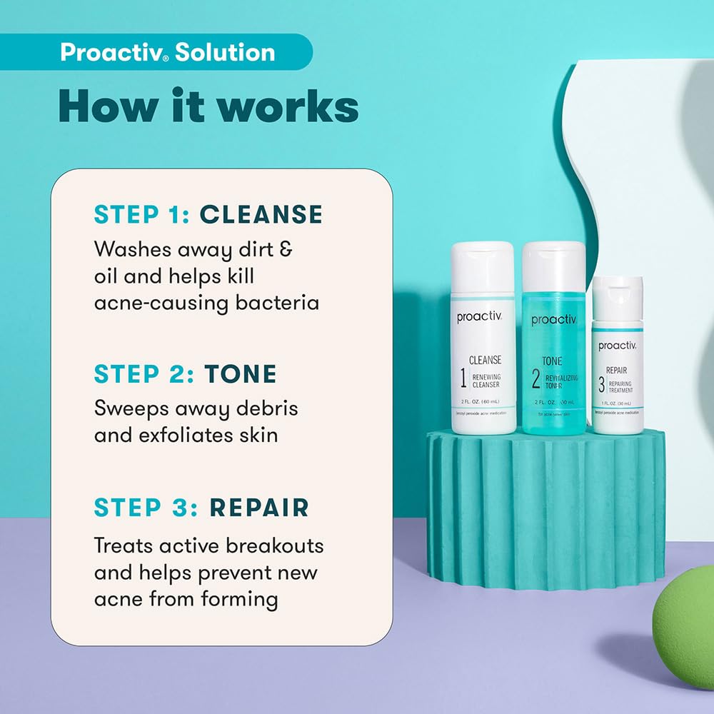 Proactiv 3 Step Acne Treatment - Benzoyl Peroxide Face Wash, Repairing Acne Spot Treatment for Face and Body - FENGGESTORE20