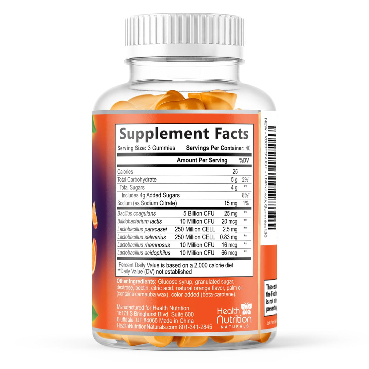 Probiotic Gummies - Advanced Multi-Strain Probiotic Formula - Gut & Digestive Health Support Gummy - Bacillus Coagulans 5 Billion CFU Per Serving, Daily Acidophilus Probiotics Supplement - 120 Gummies - FENGGESTORE20