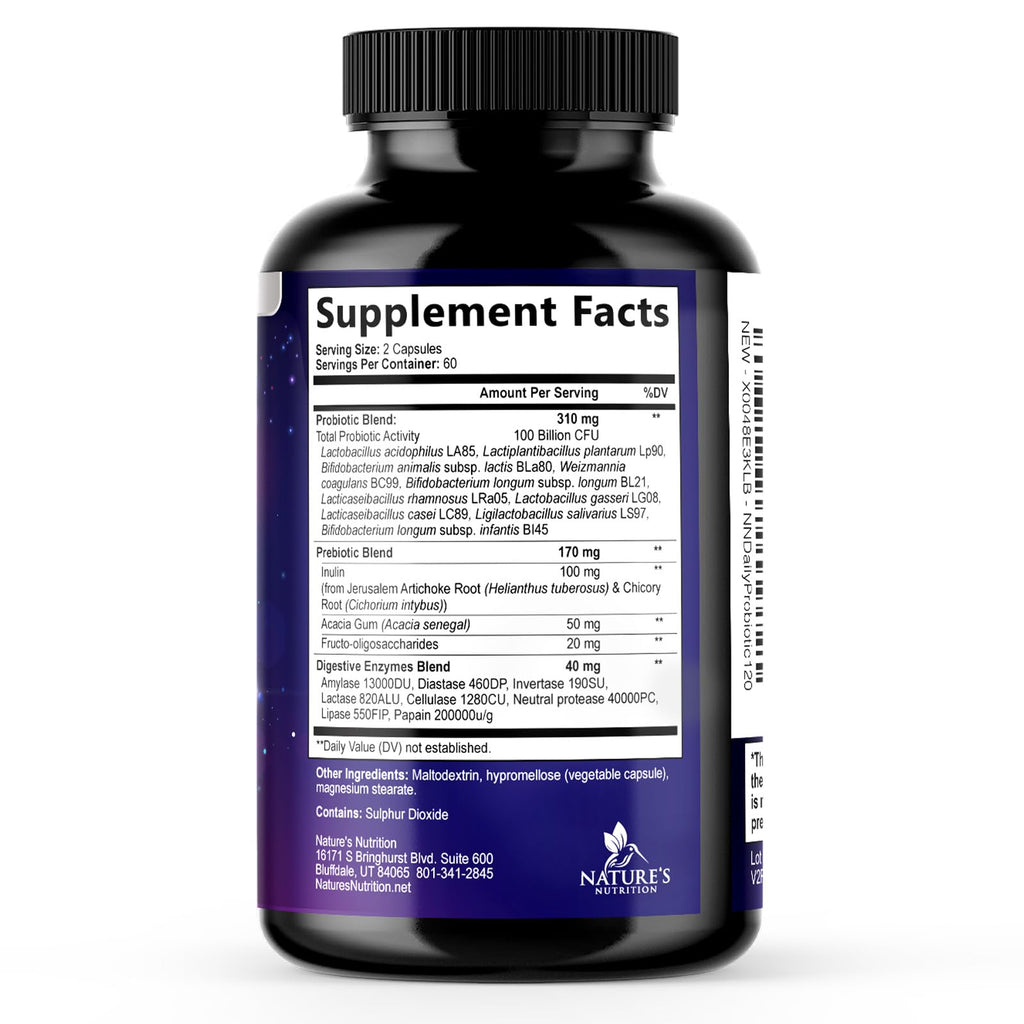Probiotics 100 Billion CFU Per Serving - 10 Premium Strains + Prebiotics - Best Probiotic Supplement for Women & Men - Supports Immune, Digestive Health, - FENGGESTORE20