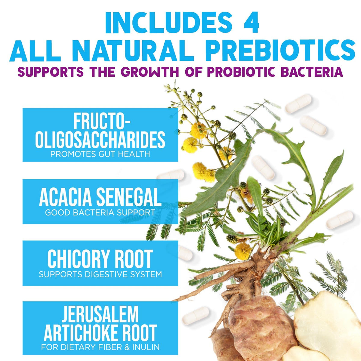 Probiotics 100 Billion CFU Per Serving - 10 Premium Strains + Prebiotics - Best Probiotic Supplement for Women & Men - Supports Immune, Digestive Health, - FENGGESTORE20