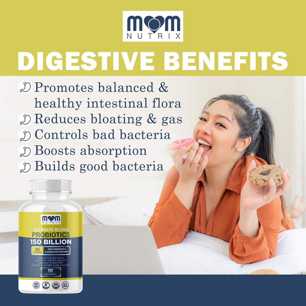 Probiotics 150 Billion CFU - 40 Strain Probiotics for Women, Men and Adults - Shelf Stable Probiotic with Organic Prebiotic - Acidophilus Probiotic - FENGGESTORE20